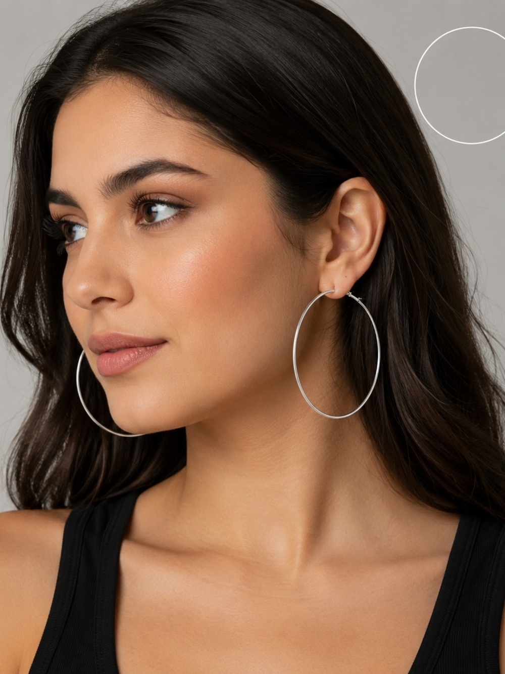 Women's Large Silver Hoop Earrings - Sleek Minimalist Style